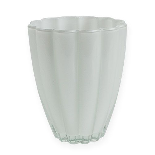 Floristik24 Glazen vaas "Bloom" wit Ø14cm H17cm