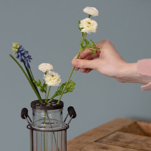 Artikel Glazen fles in een metalen mandje, ideaal als decoratief accent in de woonkamer, 20 cm