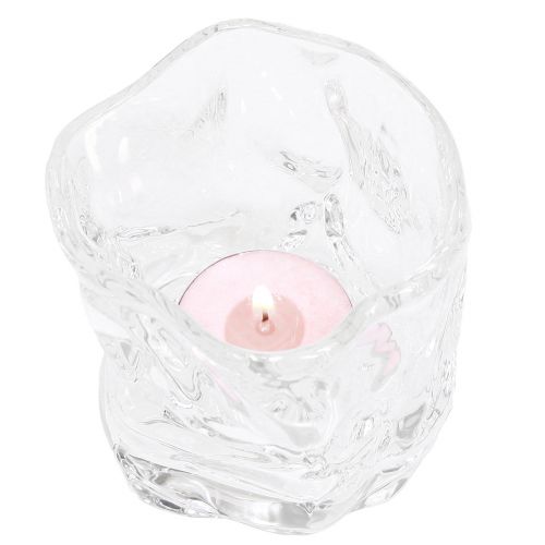 Artikel Decoratief glazen theelichtje kleine glazen kandelaar Ø8cm H7,5cm 2st