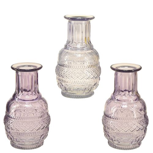 Floristik24 Glazen vazen mini vazen licht paars paars retro stijl H13cm 3st