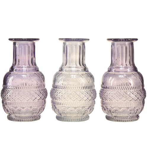 Floristik24 Glazen vazen mini vazen licht paars paars retro stijl H13cm 3st