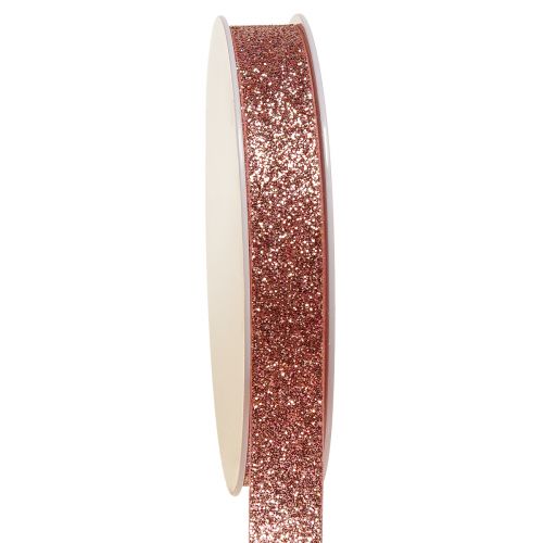 Artikel Glitterlint in roze sieradenlint mica B15mm L18m
