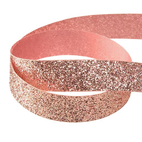 Artikel Glitterlint in roze sieradenlint mica B15mm L18m