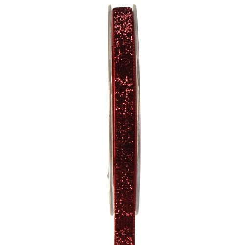 Glitterlint Kerstlint donkerrood B10mm L10m