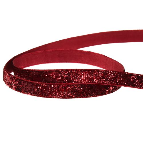 Artikel Glitterlint Kerstlint donkerrood B10mm L10m