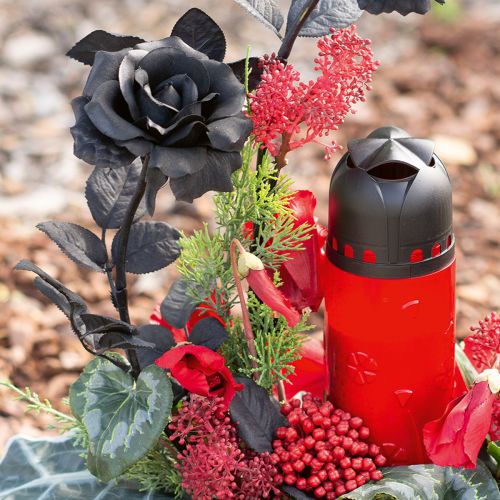 Floristik24 Grafkaars rode plantaardige olie ICP-kaars voor herdenking H24cm