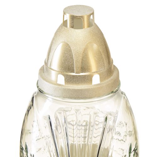 Floristik24 Graflicht glazen vaas retro graflantaarn helder wit goud Ø11cm H26,5cm