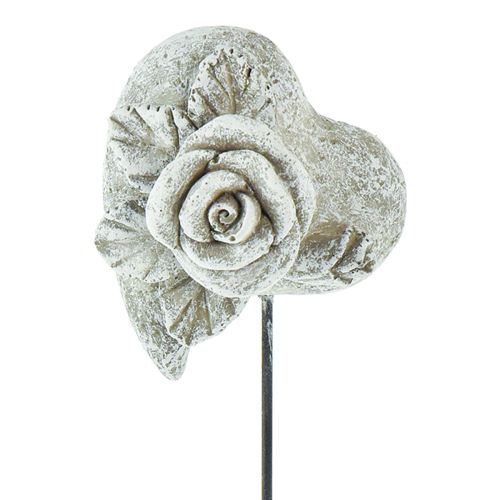 Grafplug hart gedenkplug roos gietsteen 5,5cm 6 st