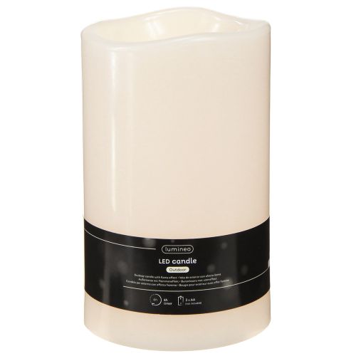 Grote LED-kaars met timer, voor buitengebruik, warm wit, Ø12,5 cm, H20 cm | Floristik24.nl
