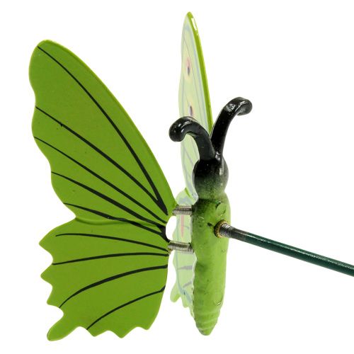 Floristik24 Vlinder op stok 17cm groen