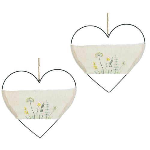 Artikel Hart metalen ring lus decoratieve ring om op te hangen met wilde kruiden B31,5cm 2st