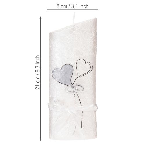 Artikel Trouwkaars, zilveren trouwkaars, witte kaars 210/85 mm