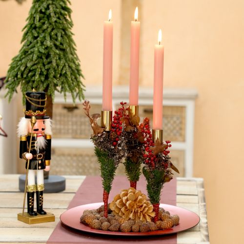 Artikel Hoge, taps toelopende kaarsenhouder, goudkleurig metaal, 27,5 cm, 4 stuks