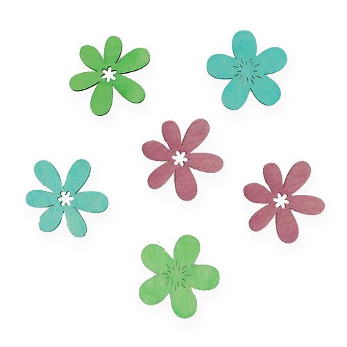 Floristik24 Scatter decoratie houten bloemen geassorteerde kleuren Ø4cm 72st