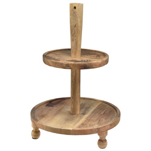 Floristik24 Houten taartplateau met 2 niveaus mangohout Ø35cm/Ø24cm H51,5cm