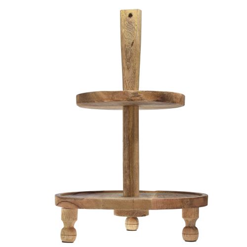 Artikel Houten taartplateau met 2 niveaus mangohout Ø35cm/Ø24cm H51,5cm