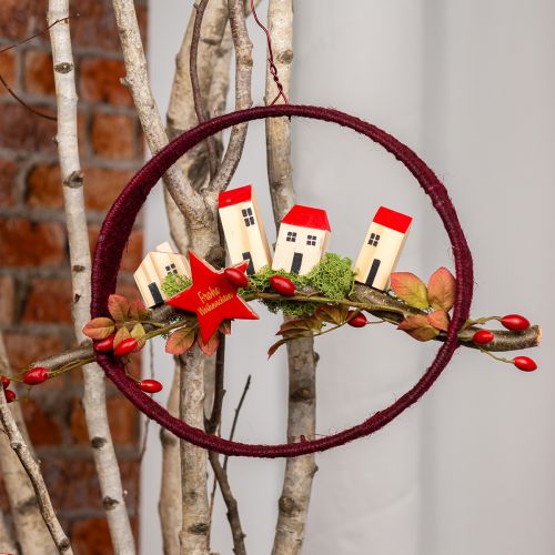 Artikel Houten huis decoratieve huizen hout naturel rood 4 st