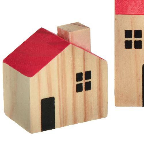 Artikel Houten huis decoratieve huizen hout naturel rood 4 st