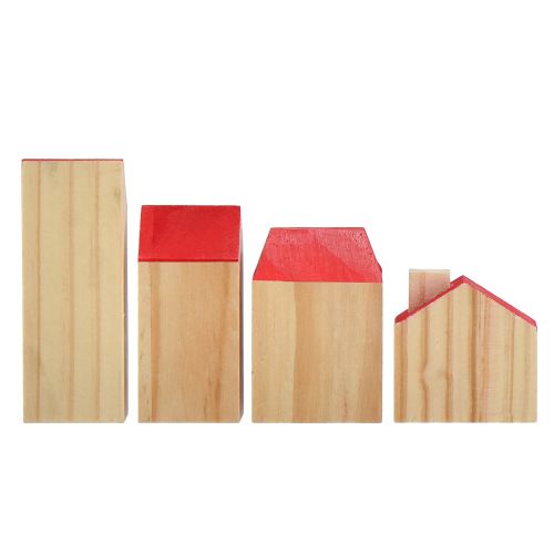 Artikel Houten huis decoratieve huizen hout naturel rood 4 st