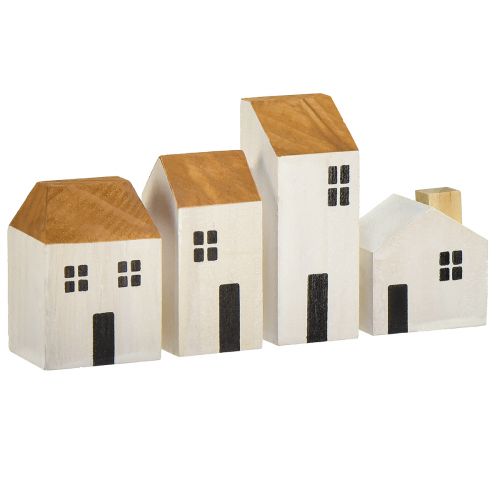 Floristik24 Houten huis decoratieve huizen hout wit bruin 4,5-8cm 4 st