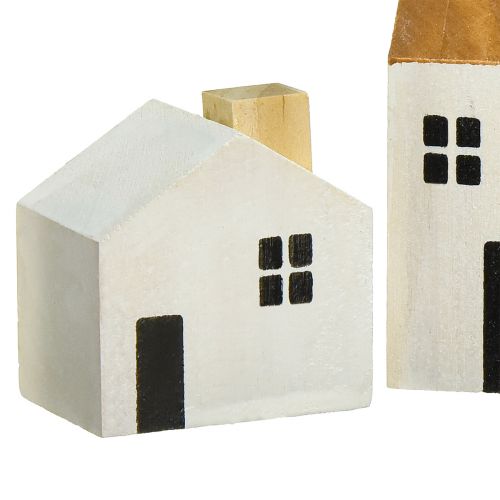 Floristik24 Houten huis decoratieve huizen hout wit bruin 4,5-8cm 4 st