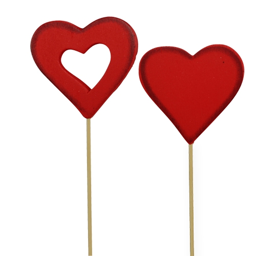 Floristik24 Houten hart 5cm rood 24st