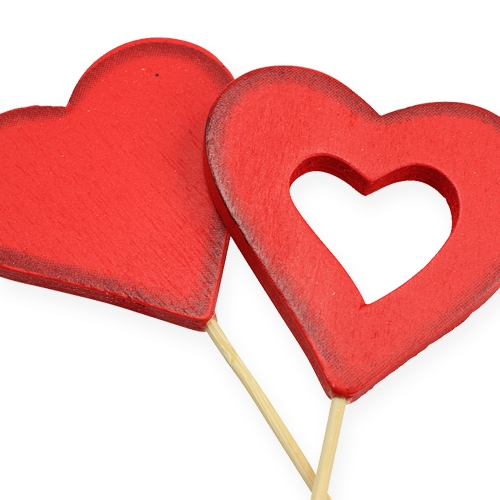 Floristik24 Houten hart 5cm rood 24st
