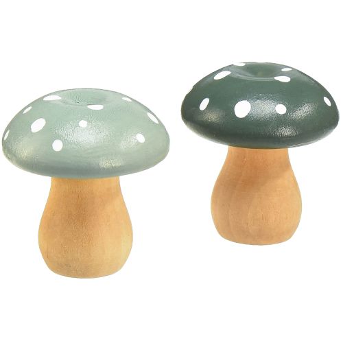 Artikel Houten paddenstoelen decoratieve paddenstoelen houtvliegenzwammen groen mint 5cm 8 st
