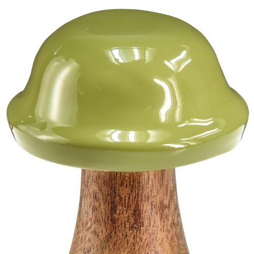 Artikel Houten paddestoelen decoratieve paddestoelen hout grijs groen Ø6cm H10cm 2st