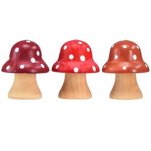 Artikel Houten Paddestoelen Decoratieve Paddestoelen Hout Mini Paddestoeltjes Rood Oranje 4cm 12 st