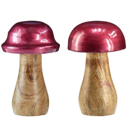Artikel Houten champignons decoratieve champignons hout rood glans Ø6cm H10cm 2st