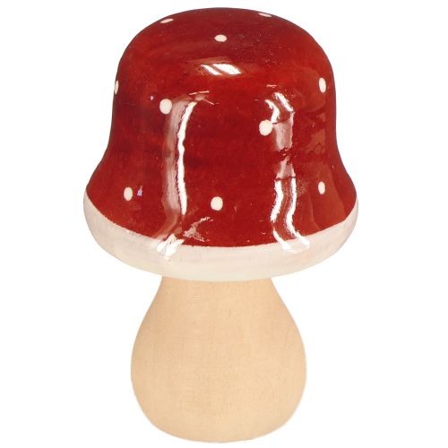 Artikel Houten paddenstoelen, decoratie, hout, FSC, roodbruin, H6,5/7 cm, 4 stuks
