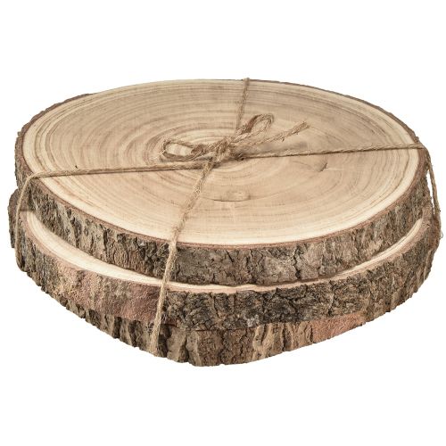 Artikel Houten schijven boomschijf Paulownia naturel Ø26-28cm 3 st