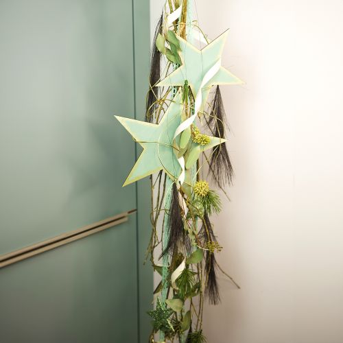 Artikel Houten sterren voor het ophangen van raamdecoratie mint goud 12/20/26cm set van 3