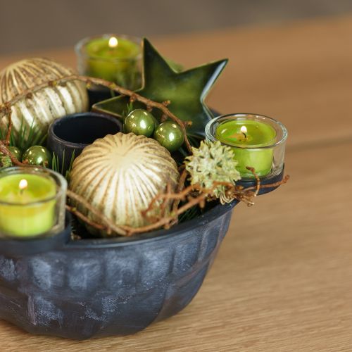 Floristik24 Houten sterren kerstdecoratie strooidecoratie groen glans Ø5cm 8 st