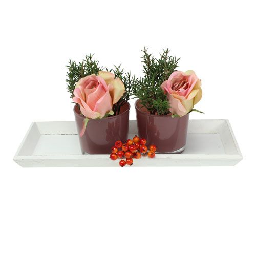 Floristik24 Houten dienblad wit 39cm x 15cm