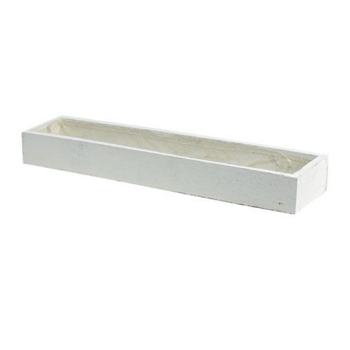 Floristik24 Houten kist met folie wit 50cm x 9cm x 6cm