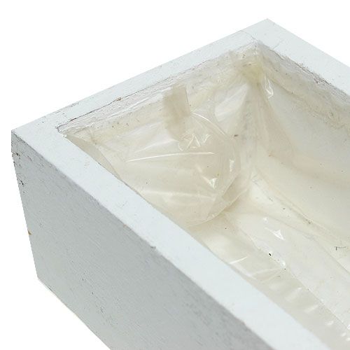 Floristik24 Houten kist met folie wit 50cm x 9cm x 6cm