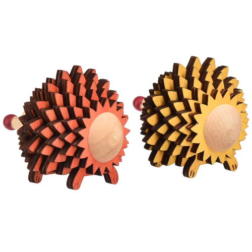 Artikel Egel decoratie houten figuur herfst oranje geel 8×7×6cm 4 stuks