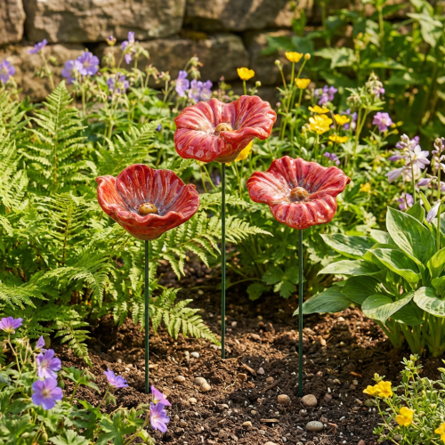 Artikel Keramische klaproos, romantische decoratie voor lentetuinen en bloemperken, 31 cm, 6 stuks