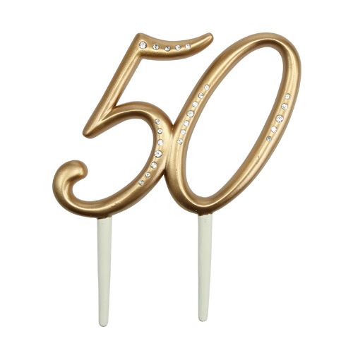 Floristik24 Verjaardag nummer "50" om goud 15,5 cm te plakken
