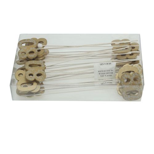 Floristik24 Jubileumnummer "80" op houten stok, goud 36st