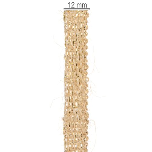 Artikel Jute lint, rustiek decoratief lint, natuurlijk jute, goud, 12 mm, 10 m