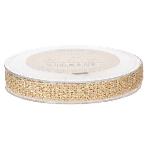 Artikel Jute lint, rustiek decoratief lint, natuurlijk jute, goud, 12 mm, 10 m