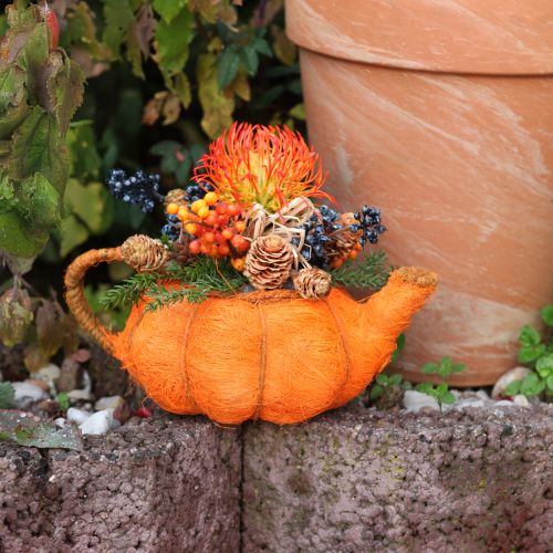 Kruik voor het planten van pompoendecoratie oranje/geelgroen Ø13cm