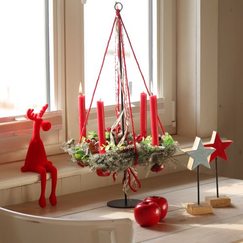 Edge Kruk Eland Decoratie Kerstmis Gevlokt 31cm Rood 3 stuks