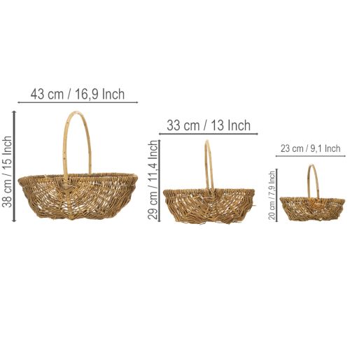 Aardappelmandjes 43/33/23 cm met folie, naturel, set van 3. | Floristik24.nl