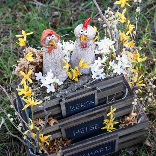 Floristik24 Keramieken decoratieve kippen Paashaan en kip H20/22cm 2 stuks