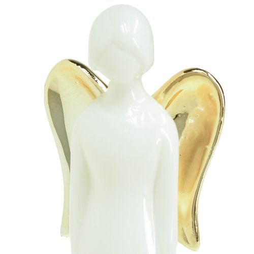 Artikel Engelenfiguren keramiek engel wit goud 6cmx5cmx15cm 2st