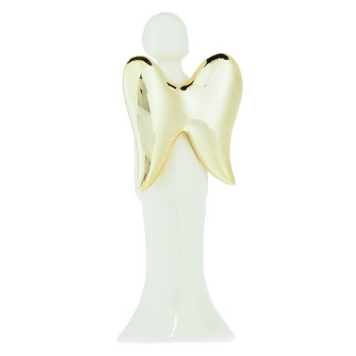 Artikel Engelenfiguren keramiek engel wit goud 6cmx5cmx15cm 2st